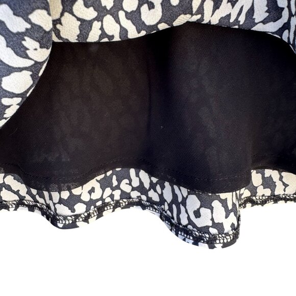 Princess Polly Womens Satin Black White Animal Print Going Out Party Mini Skirt - Picture 4 of 9